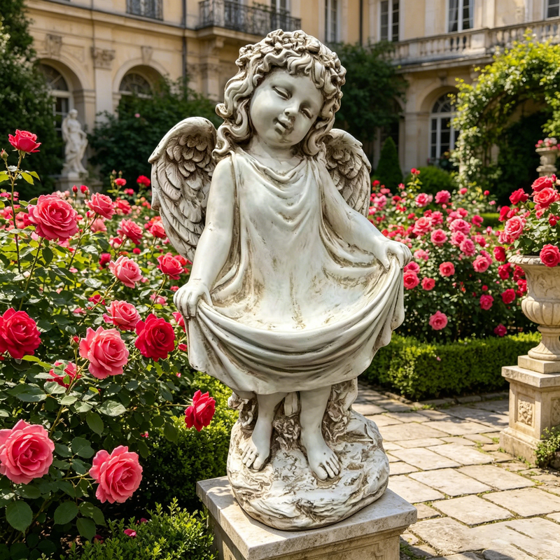 21.06" Tall Weathered Angel Cherub Garden Statue by HouseOfZazla