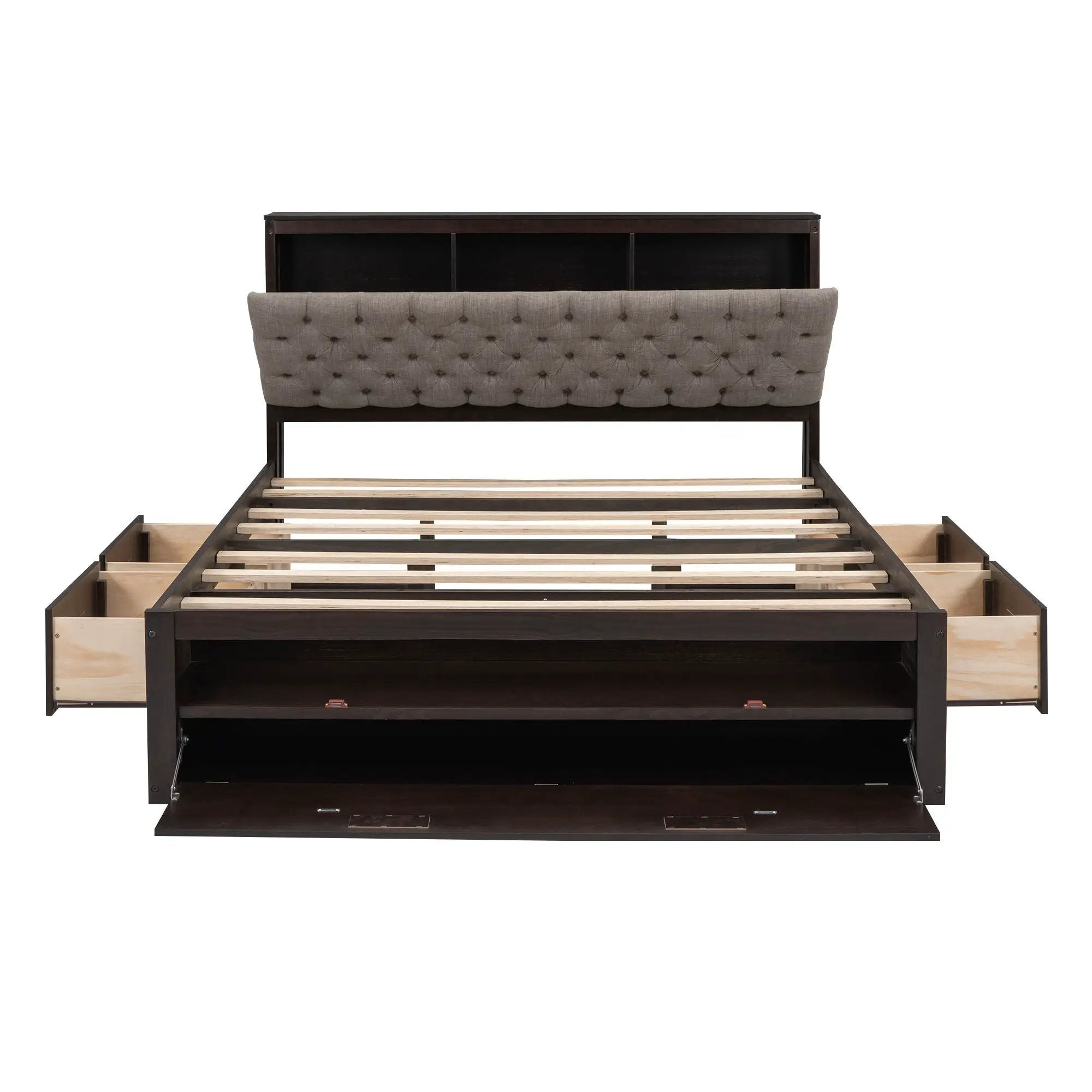 Platform Bed With Storage Headboard, Shoe Rack And 4 Drawers by HouseOfZazla