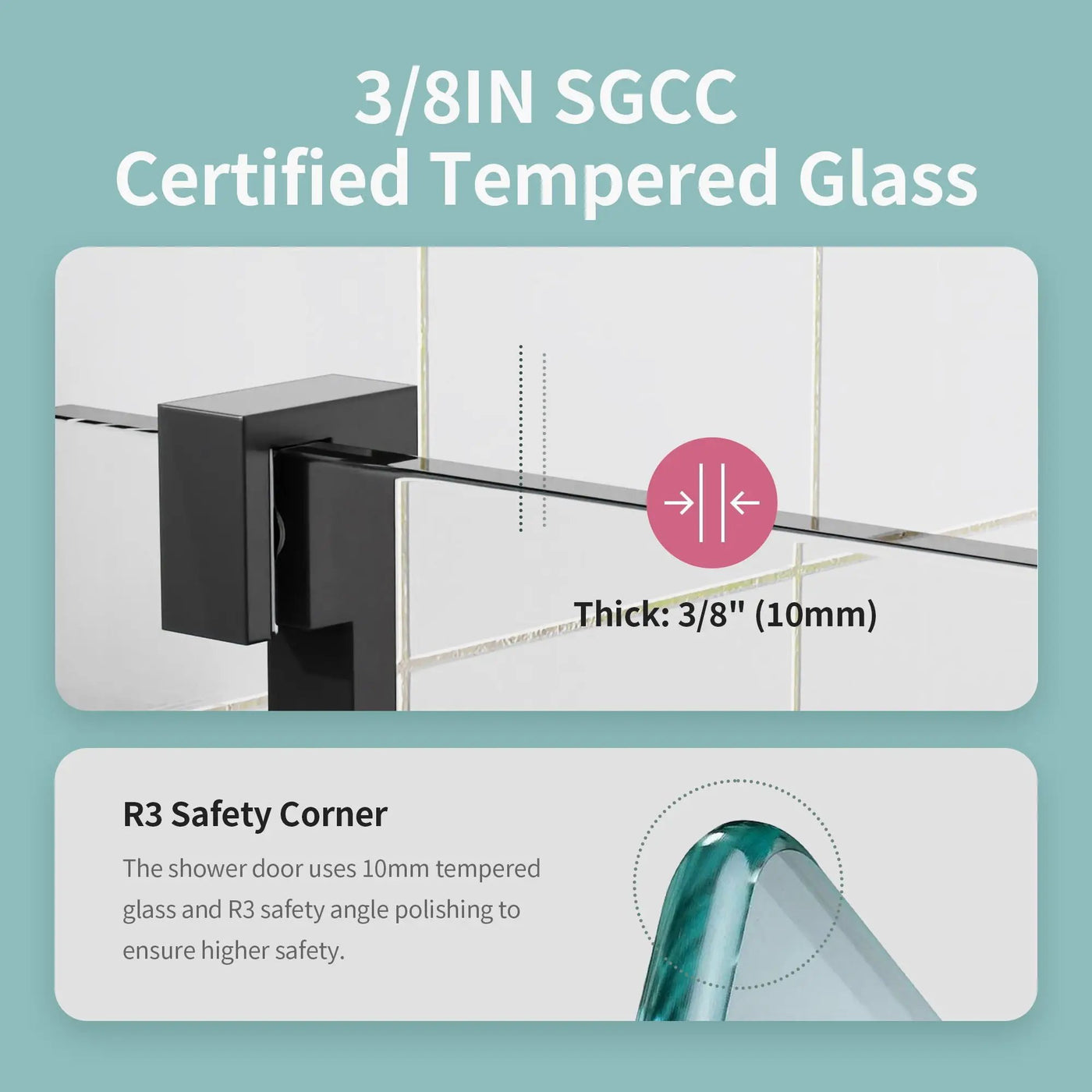 Frameless Sliding Shower Door With Soft- Close, 3 / 8" Tempered Glass by HouseOfZazla