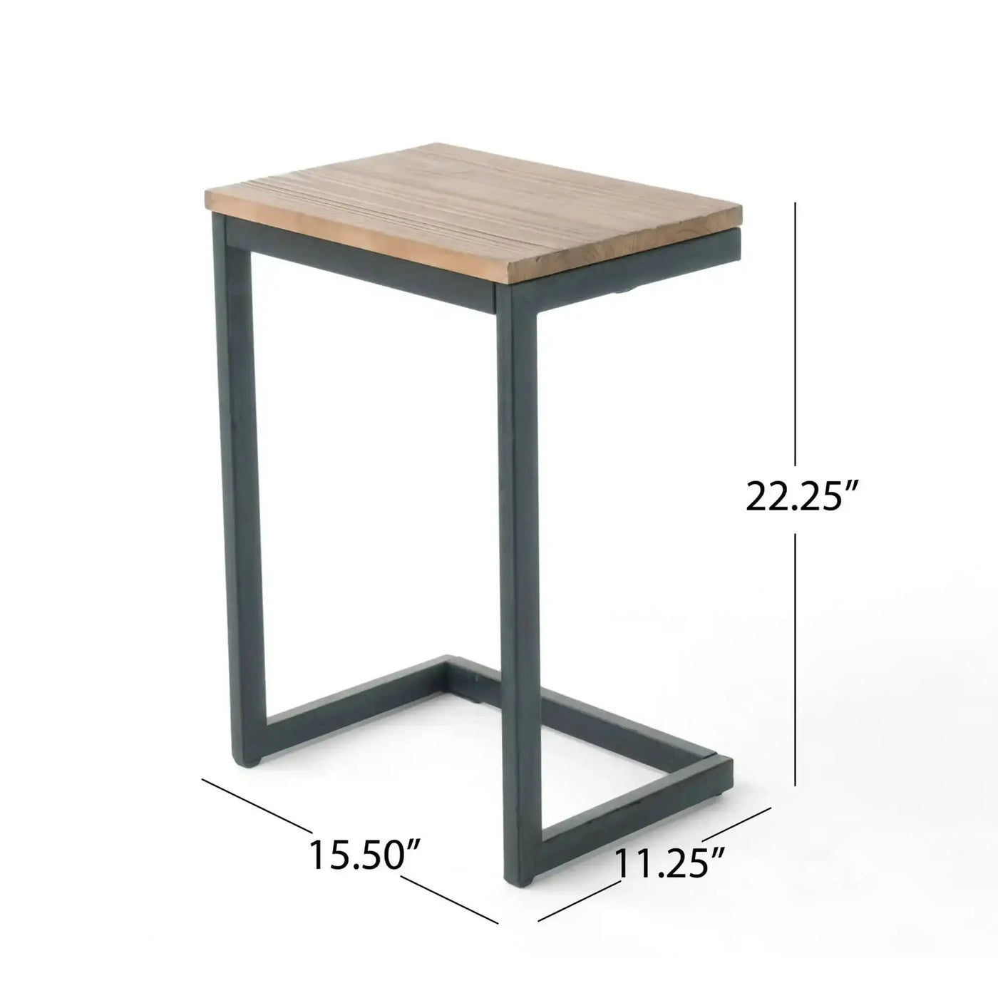 C Shaped End Table With Iron Base And Fir Wood Top by HouseOfZazla