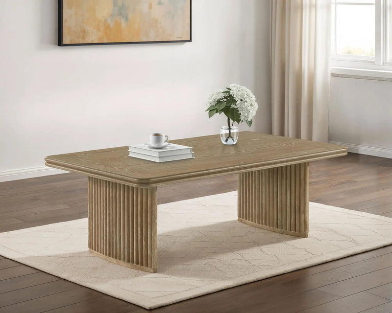 Adina Rectangular Wood Coffee Table Distressed Light Brown by Unique Piece Furniture