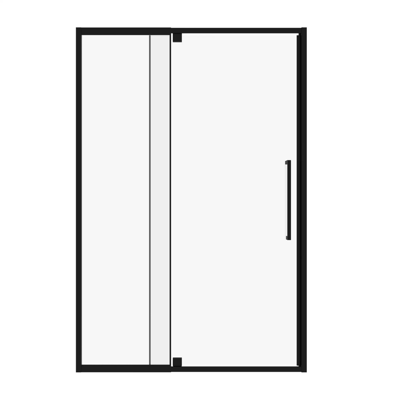 Semi-Frameless Pivot Hinged Glass Shower Door 56-60 in W x 72 in H, Matte Black by HouseOfZazla