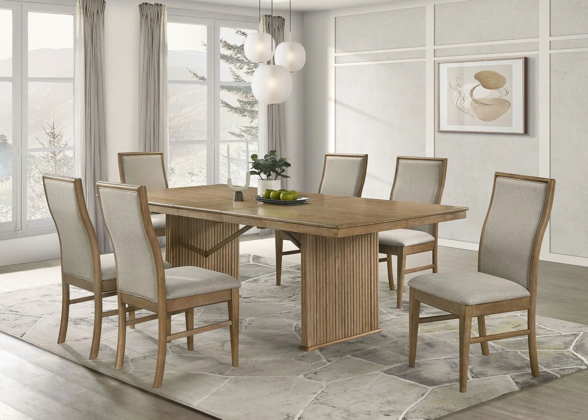 Adina 7-piece Extension Dining Set Distressed Light Brown by Unique Piece Furniture