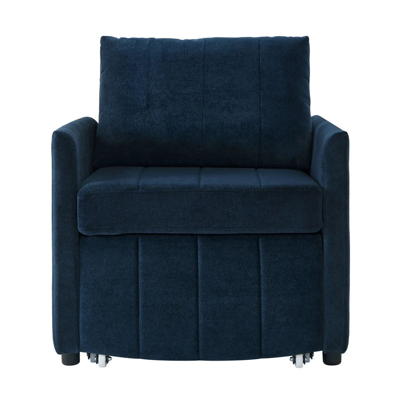 Upholstered Convertible Sleeper Sofa With 5 Position Backrest, Side Pockets, Storage