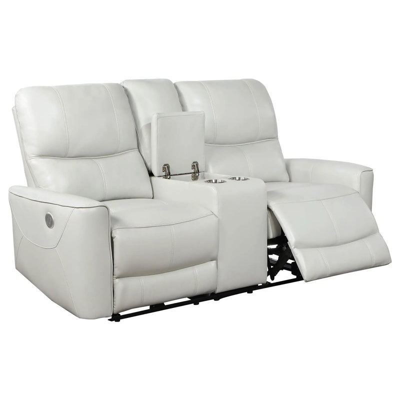 Greenfield Upholstered Power Reclining Loveseat Dove Grey by Unique Piece Furniture