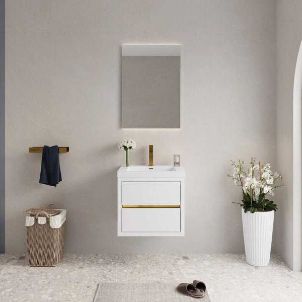 24" Wall-Mounted Bathroom Vanity with Sink and Storage Cabinet
