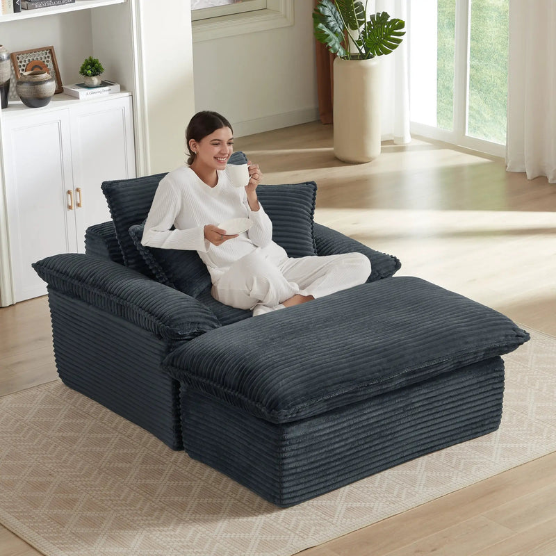 51.97 Inch Comfortable Single Seat Sofa with Unique Footrest Design by HouseOfZazla