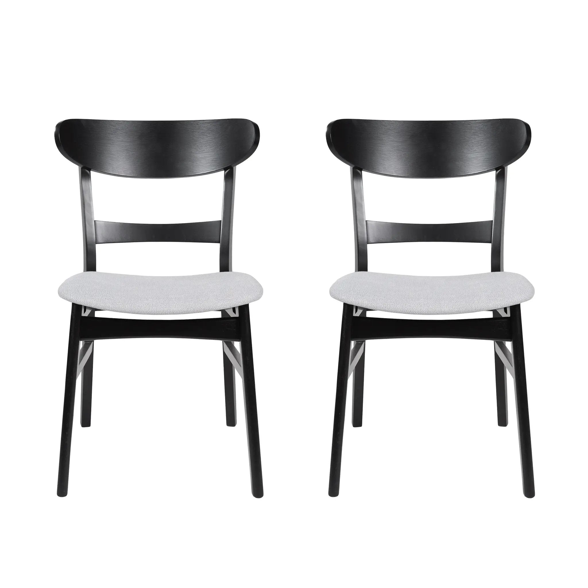 Set of 2 Mid-Century Dining Chairs - Upholstered Seat, Rubberwood Legs by HouseOfZazla