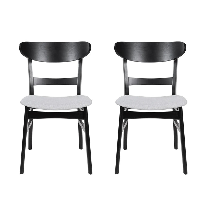 Set of 2 Mid-Century Dining Chairs - Upholstered Seat, Rubberwood Legs by HouseOfZazla