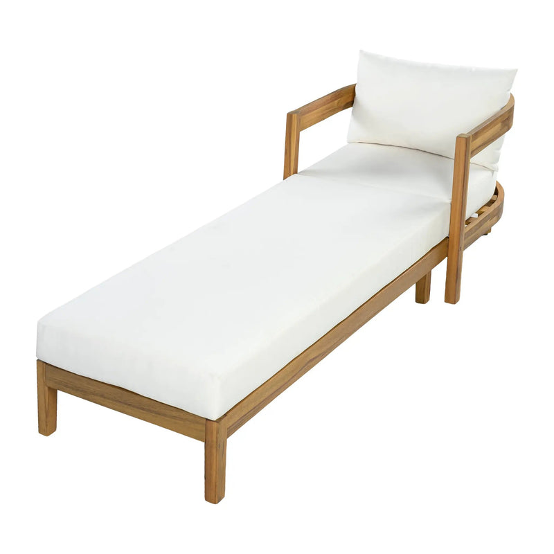 78" Acacia Wood Outdoor Chaise Lounge Chair by HouseOfZazla