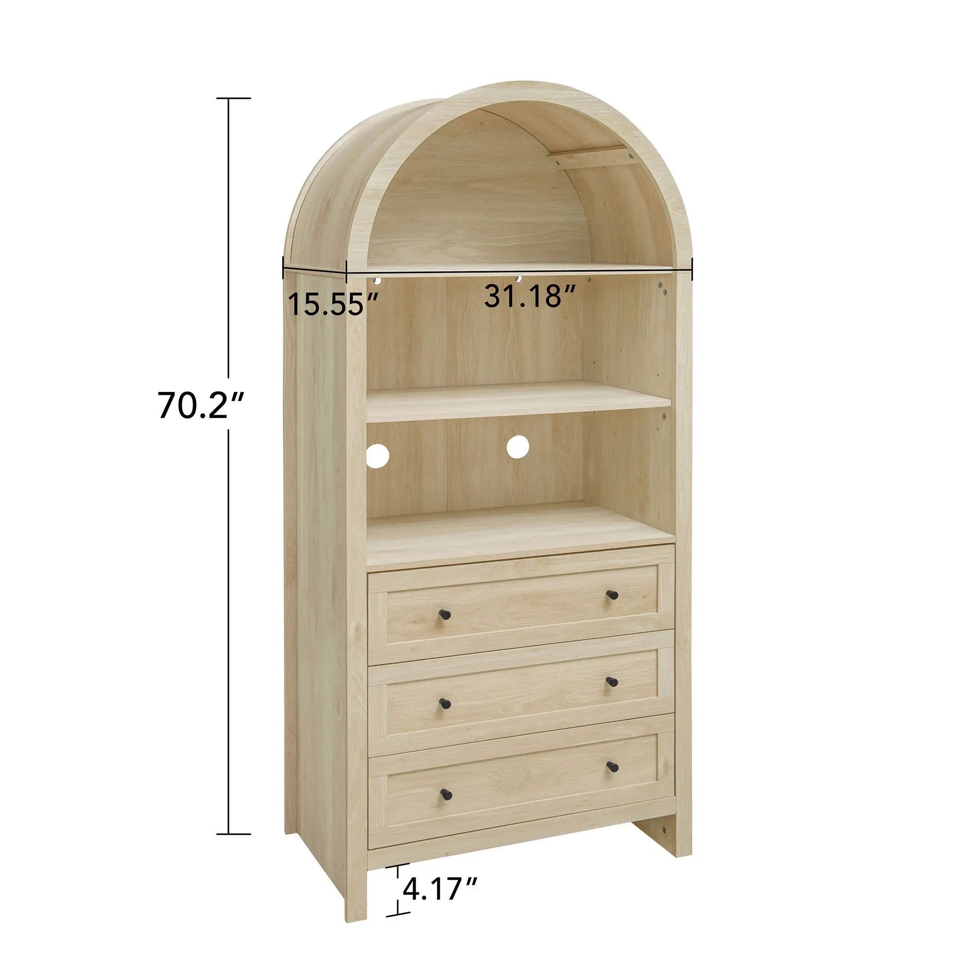 Arched Kitchen Pantry, Modern Farmhouse Wood Kitchen Storage Cabinets, Arched Storage Display Cabinet With Adjustable Shelves, Versatile Cupboard For Kitchen, Dining Room, Living Room - Natural by HouseOfZazla