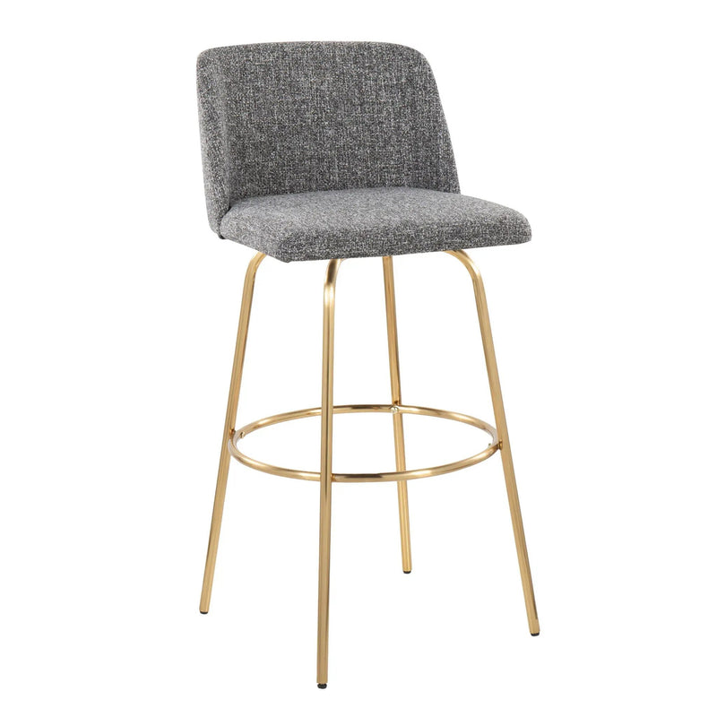 Toriano - Contemporary Fixed Height Barstool With Swivel With Round Footrest (Set of 2) by HouseOfZazla