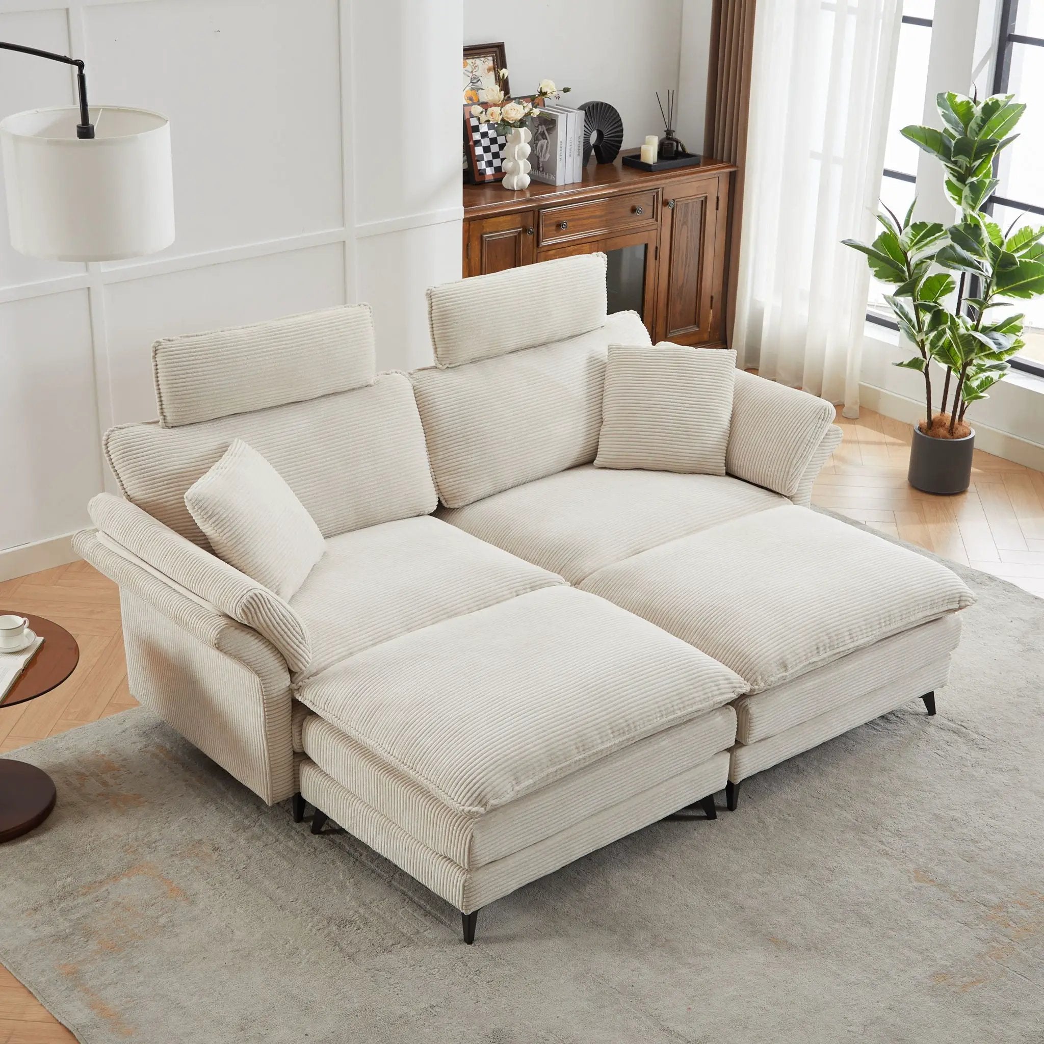 Modern Deep Seat Sectional Sofa With Ottoman by Unique Piece Furniture