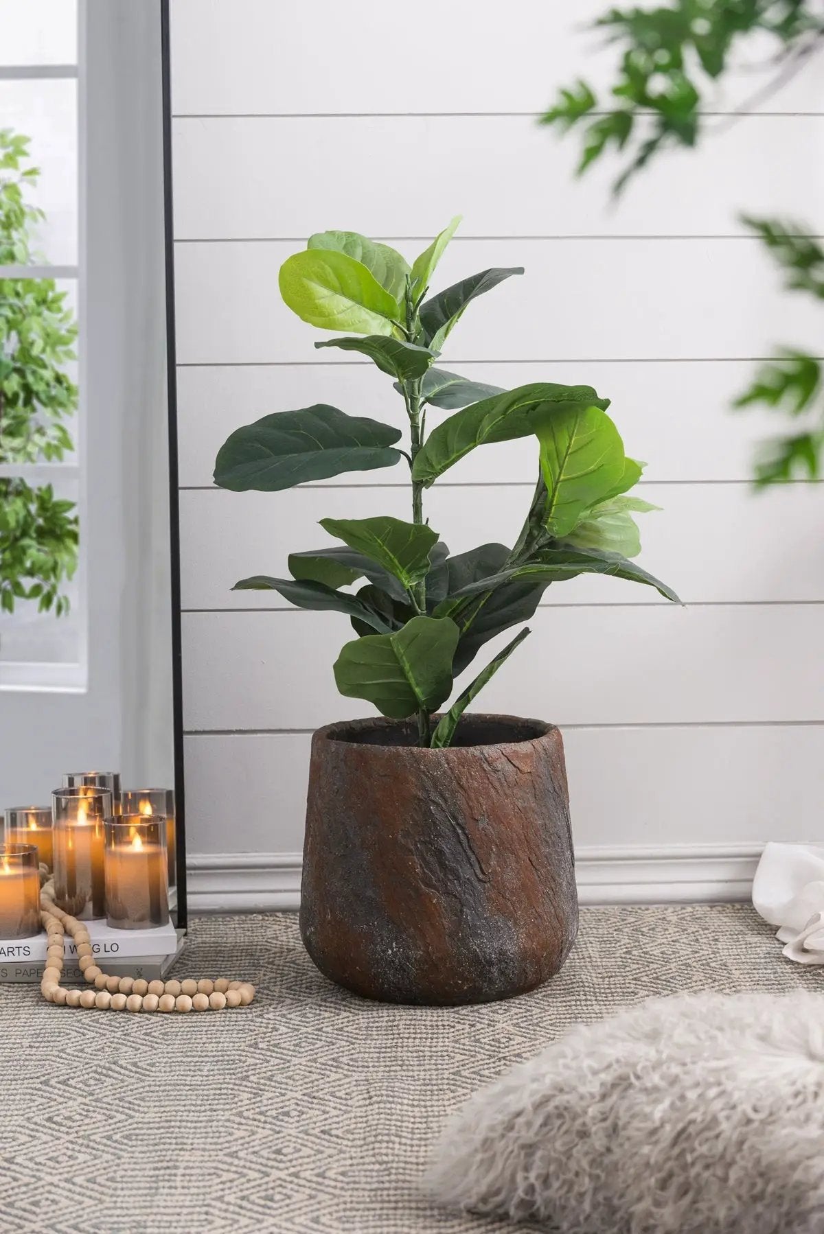 12.6x12.6x11.8" Cement Planter Small, Indoor Outdoor Garden Functional Decor by HouseOfZazla
