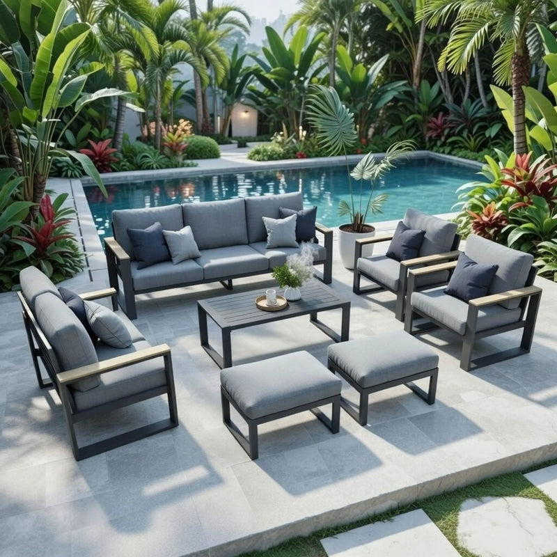 Modern Outdoor Sofa Set With Coffee Table by HouseOfZazla