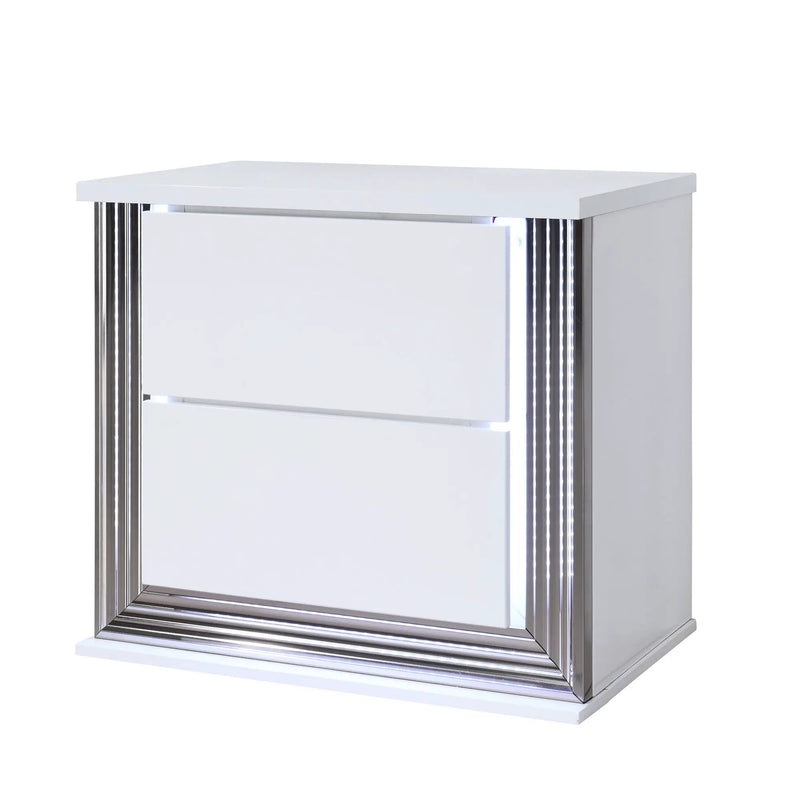 Moon - Smooth Nightstand With LED - White by Unique Piece Furniture