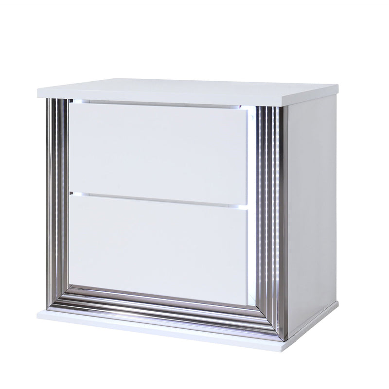 Moon - Smooth Nightstand With LED - White by HouseOfZazla