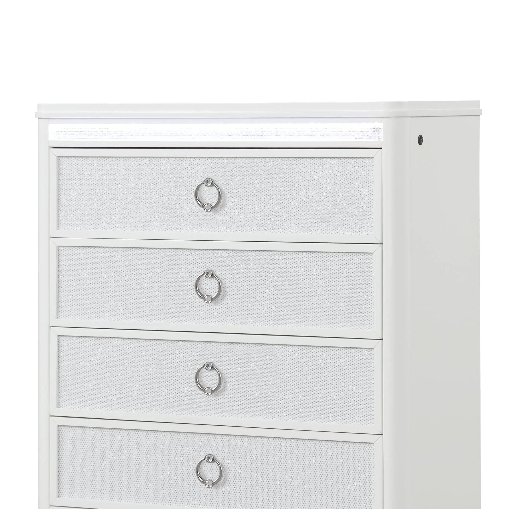 Abigale - 5 Drawer Chest With LED Lighting - White by HouseOfZazla
