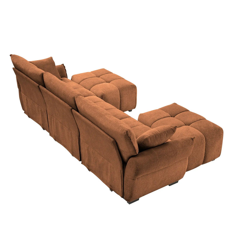 Sofa Set With Ottoman And Pillows, Textured, High Resilience Cushions by HouseOfZazla
