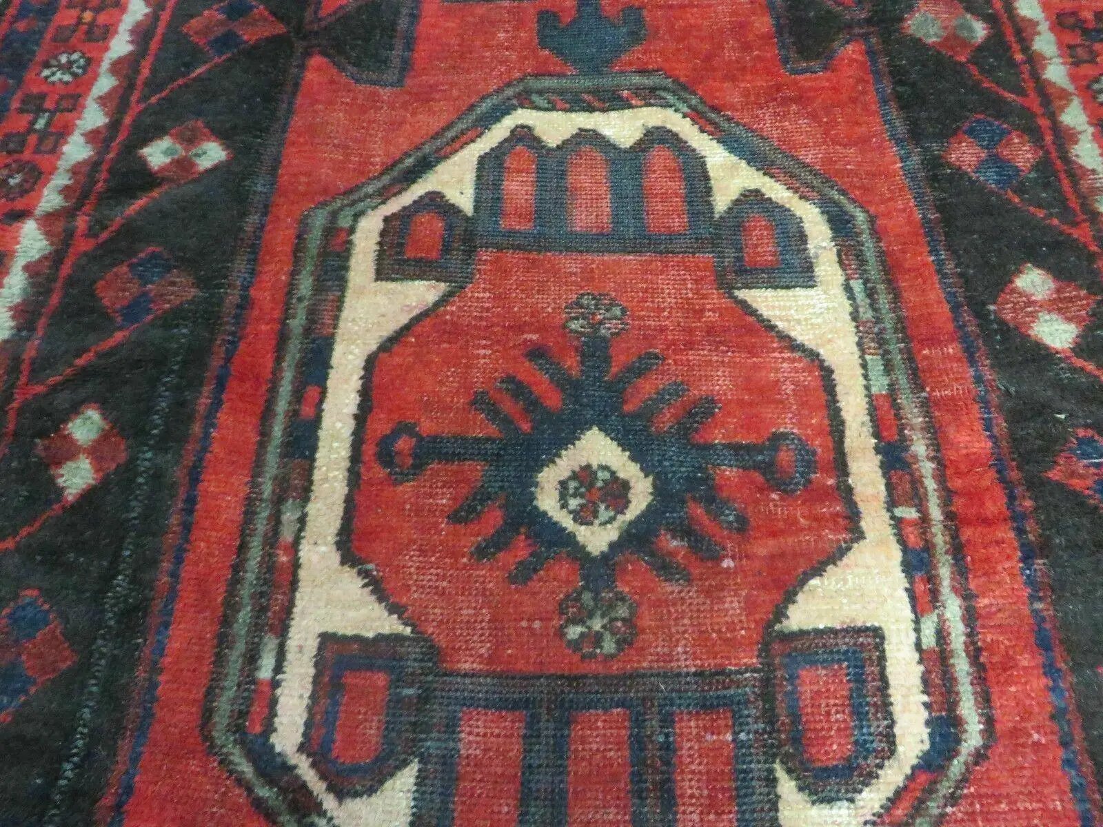 4' X 8' Antique Handmade India Geometric Oriental Tribal Wool Rug Red # 603 by Jewel Rugs