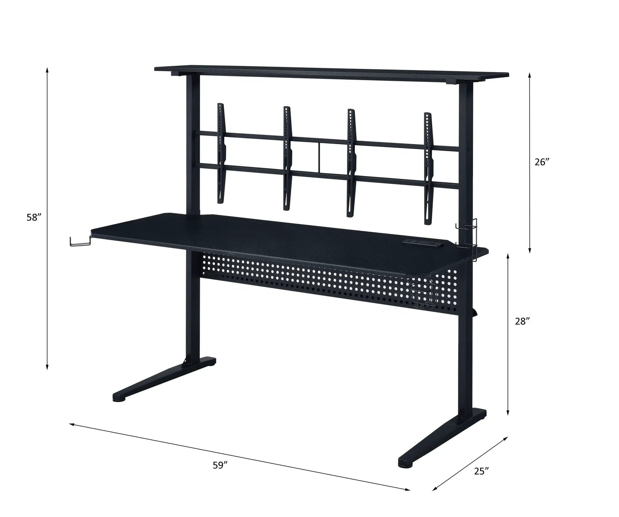 Canzi - Gaming Desk With USB - Black by Unique Piece Furniture