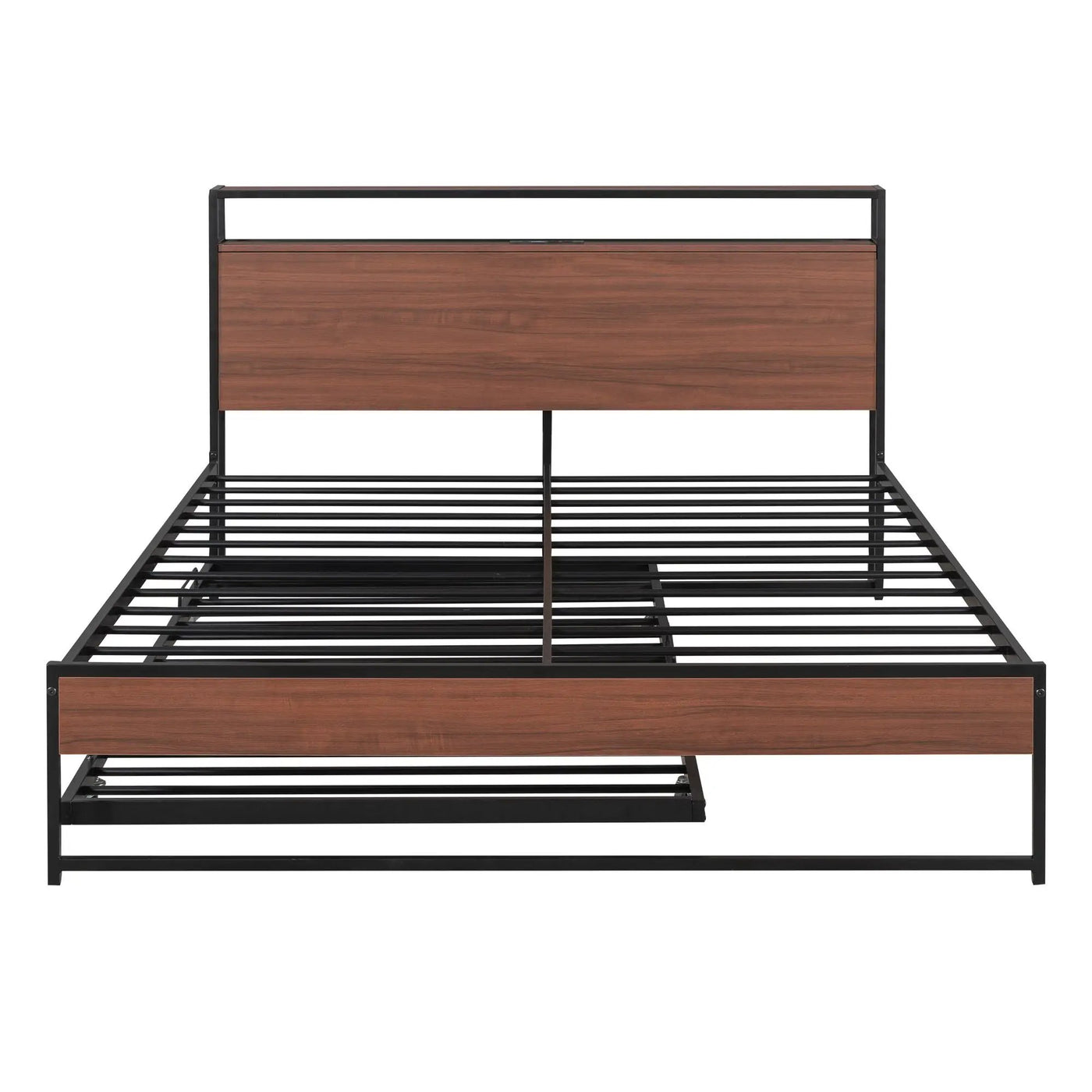 Platform Bed Frame With Trundle, USB Ports And Slat Support, No Box Spring Needed by Unique Piece Furniture