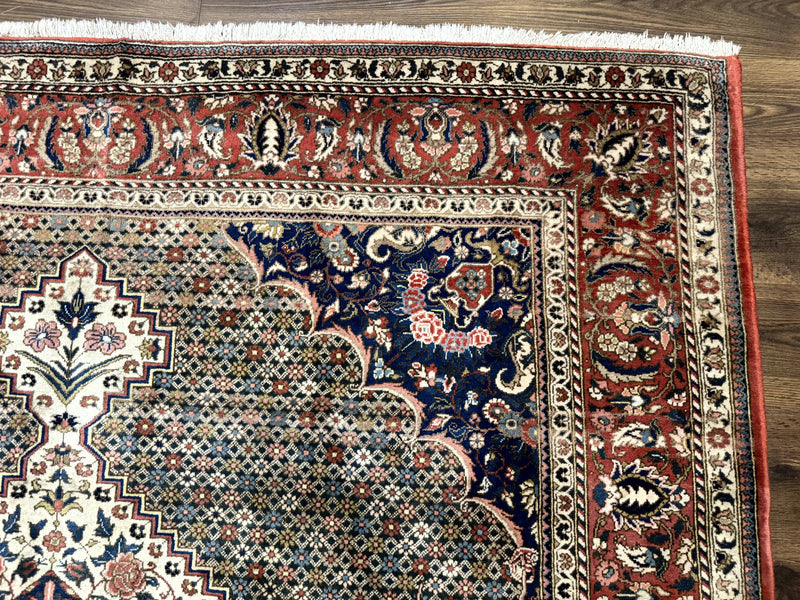 Persian Rug 7x10, Bakhtiari Saman Rug, Unique Design and Colors, Ivory Red Blue, Large Tribal Rug by Jewel Rugs
