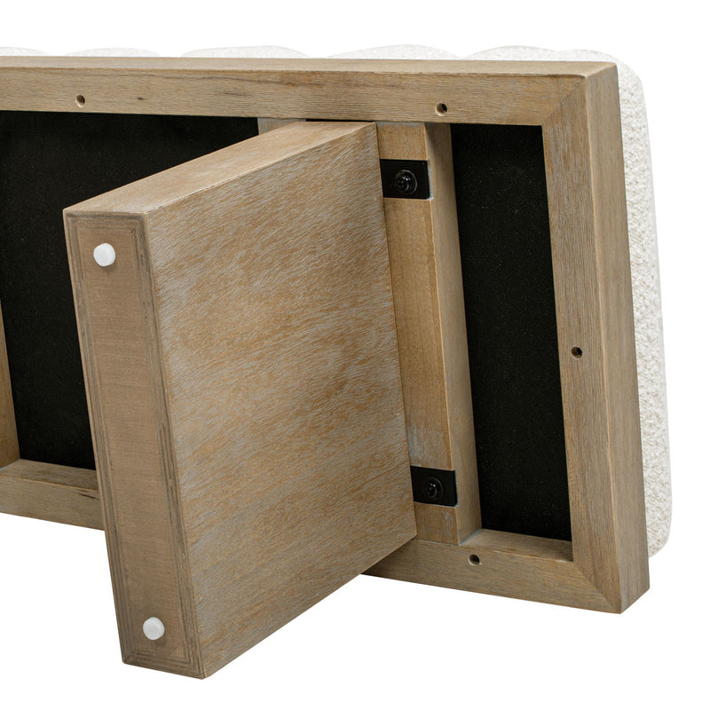 Bella - Upholstered Modern Accent Bench - Ivory White by HouseOfZazla