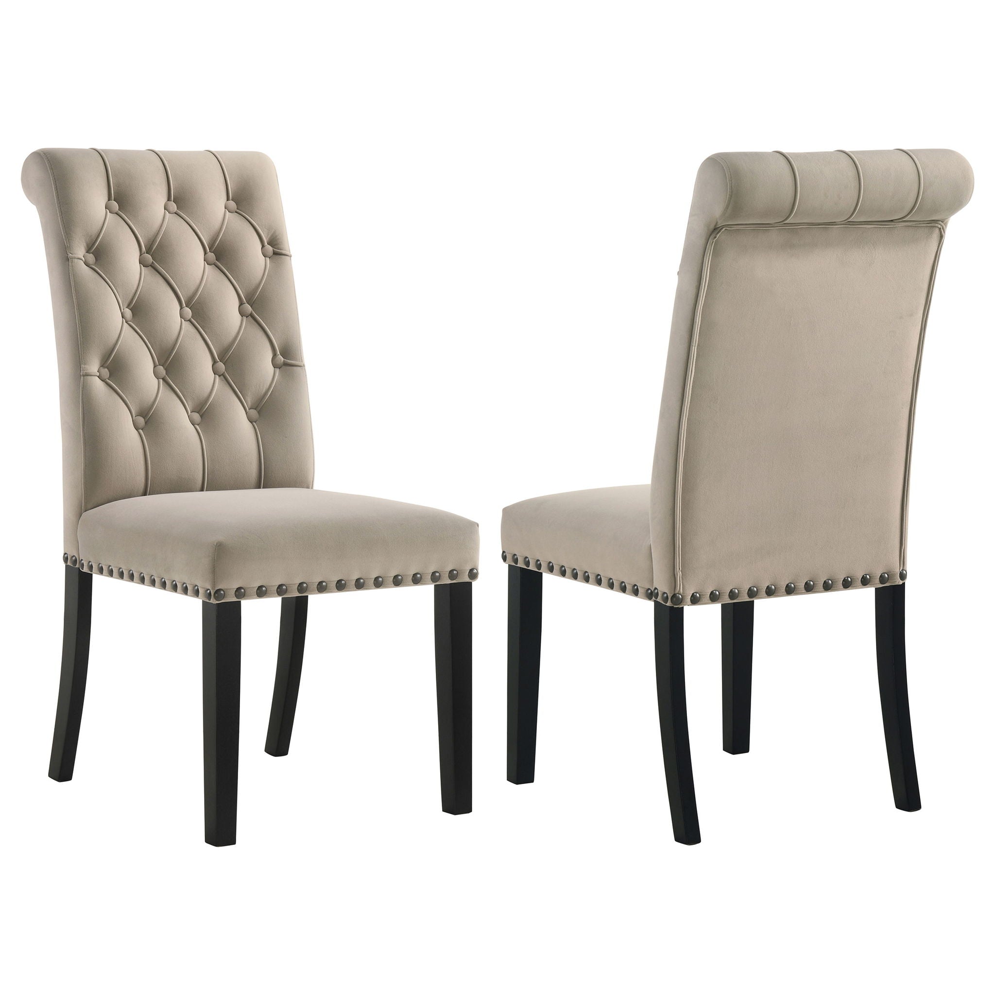 Alana Velvet Upholstered Dining Side Chair Sand (Set of 2) by Unique Piece Furniture
