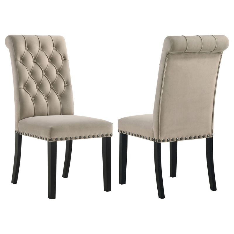 Alana Velvet Upholstered Dining Side Chair Sand (Set of 2) by Unique Piece Furniture