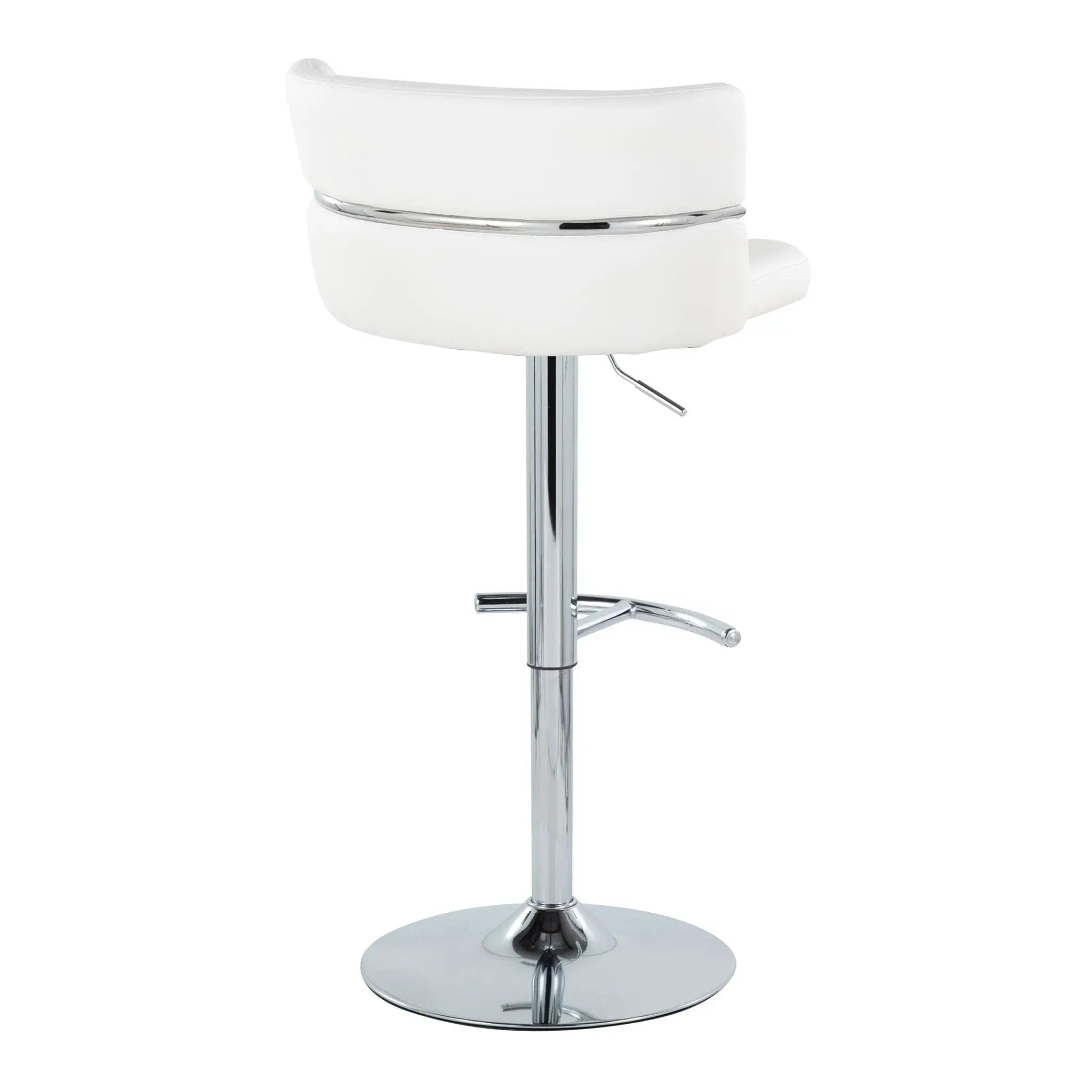 Cinch - Contemporary Adjustable Barstool With Swivel With Rounded T Footrest (Set of 2) - Chrome / White by Unique Piece Furniture