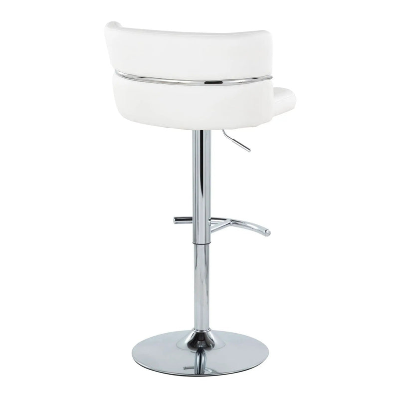 Cinch - Contemporary Adjustable Barstool With Swivel With Rounded T Footrest (Set of 2) - Chrome / White by HouseOfZazla