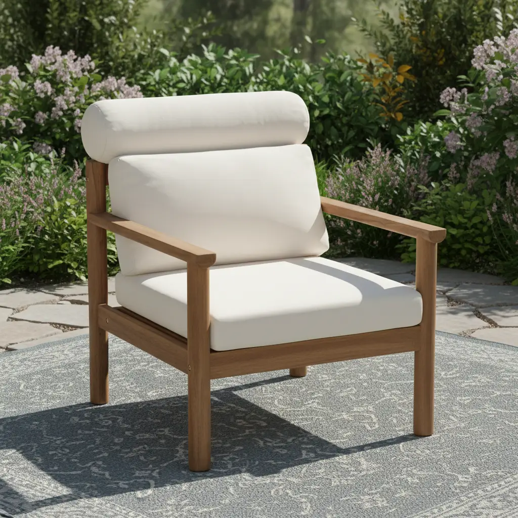 28" Mid-Century Modern Acacia Wood Outdoor Patio Chair by HouseOfZazla