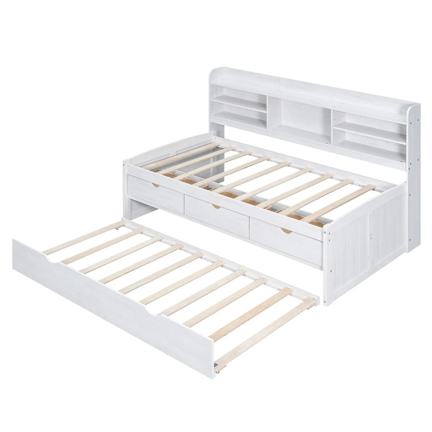 Captain Bed With Built In Bookshelves, 3 Storage Drawers, And Trundle by HouseOfZazla