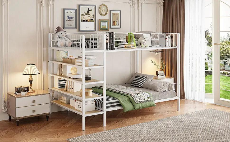 Bunk Bed With 5 Tier Shelves by HouseOfZazla