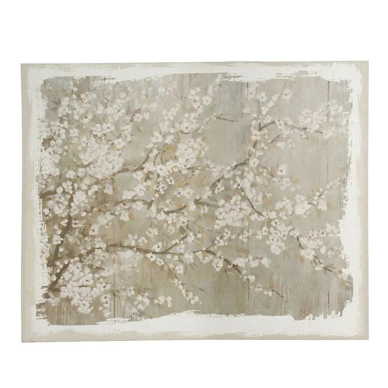 Large Cherry Blossom Canvas Art Print, Home Decor Accent Piece - Gray / White Matte by HouseOfZazla
