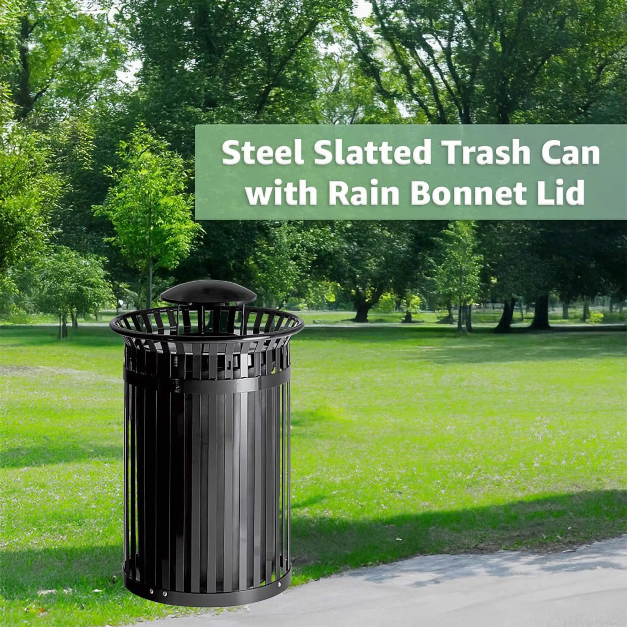 45-Gallon Heavy-Duty Commercial Round Waste Bin With Rain Bonnet Lid (SAK94380) by SAKSBY WHOLESALE