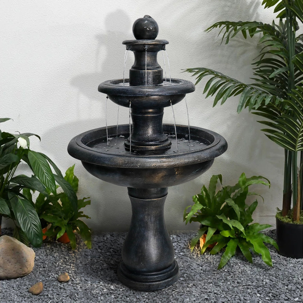 Concrete Antique Black 3 Tier Outdoor Water Fountain, photo 2 of 7