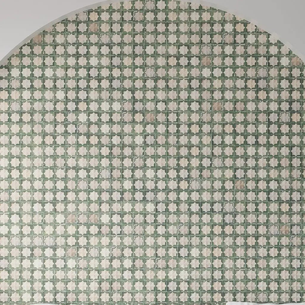 Russian Green Beige 12x22 Matte Glossy Rectangle with Star Details Porcelain Large Format Tile (7 pack, 13.03 sq ft/case) by Apollo Tile