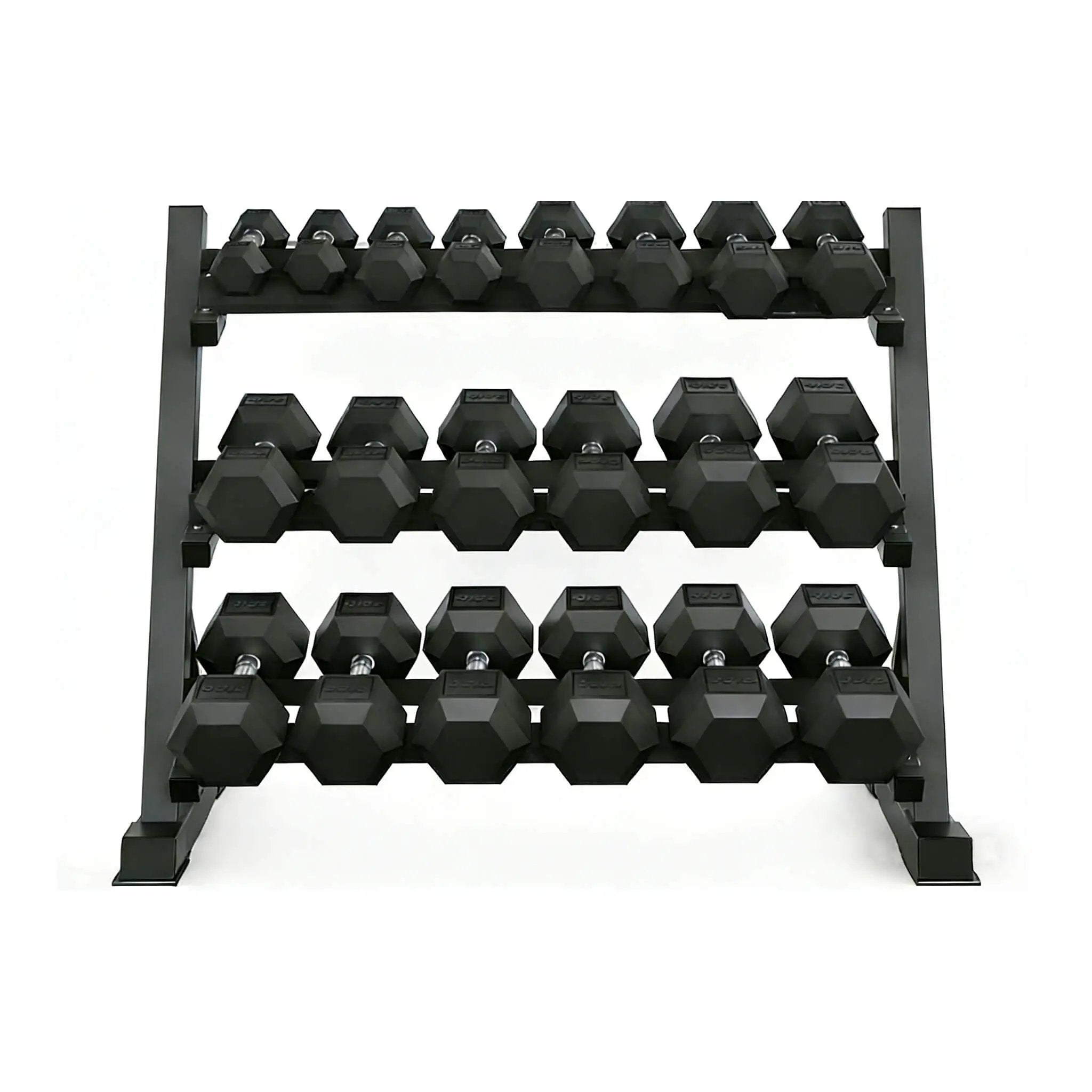Rovix 450-Pounds Rubber Hex Dumbbell Set With Rack (SAK90714) by SAKSBY WHOLESALE