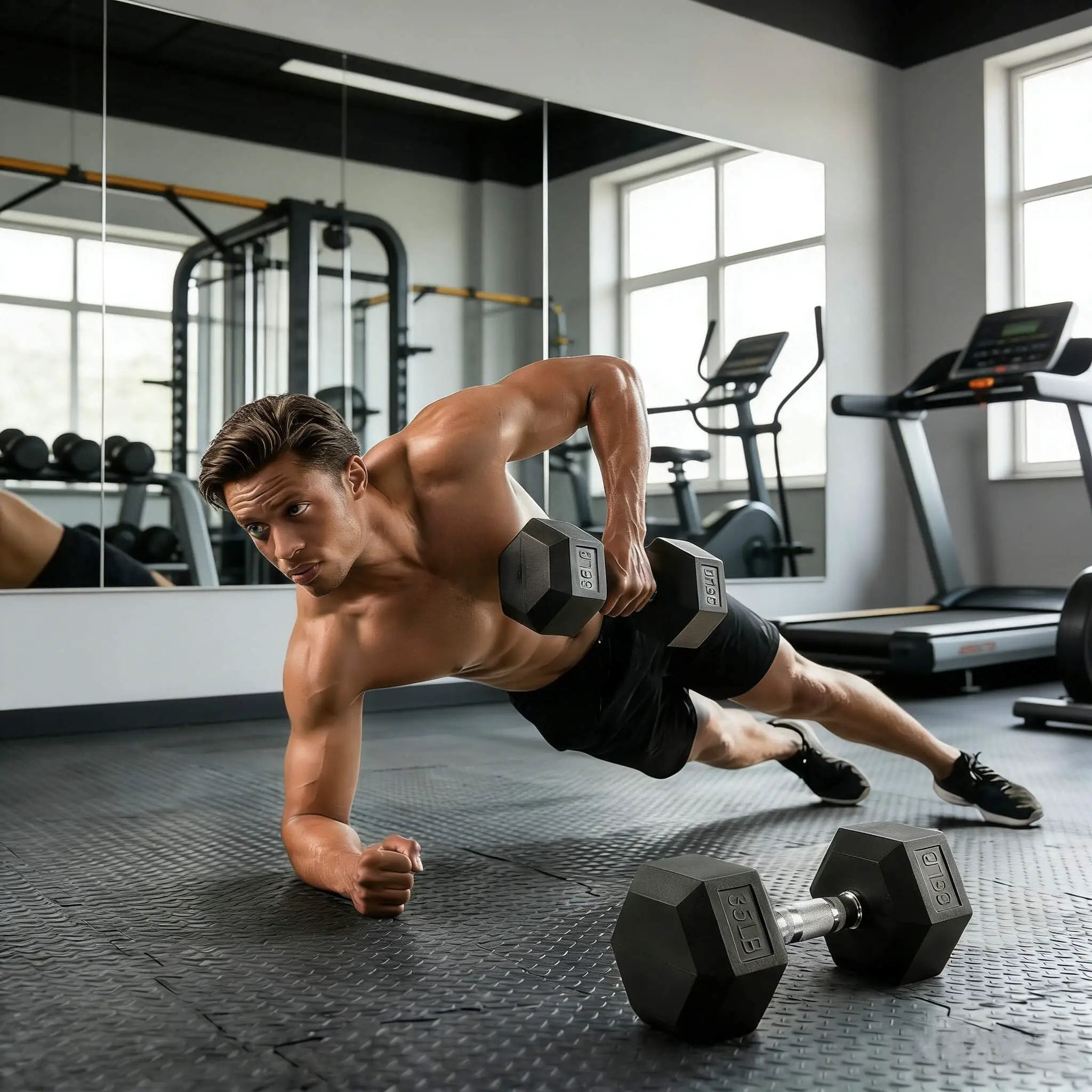 Rovix 450-Pounds Rubber Hex Dumbbell Set With Rack (SAK90714) by SAKSBY WHOLESALE