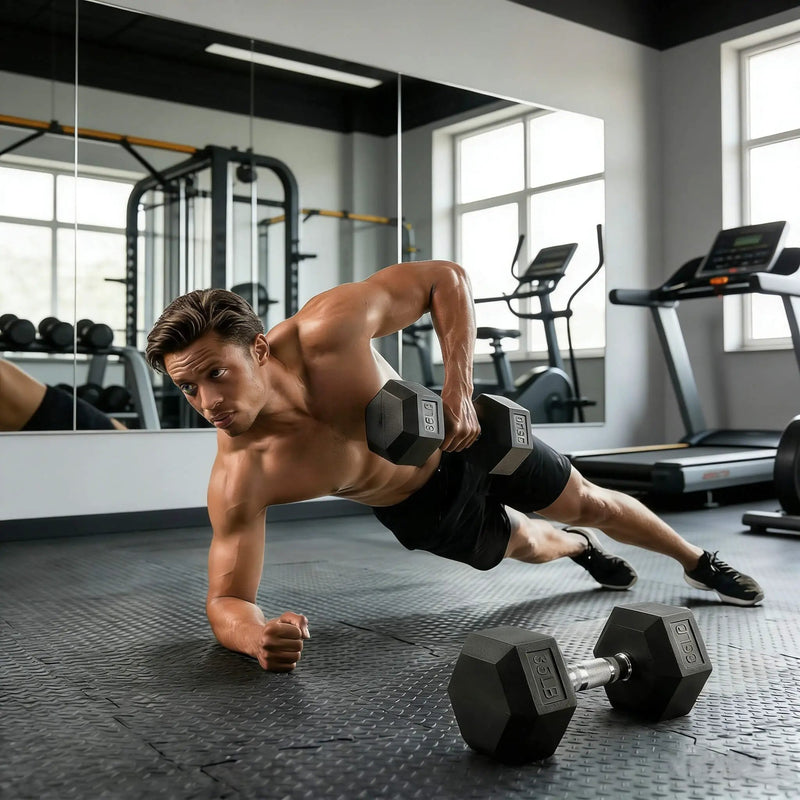 Rovix 450-Pounds Rubber Hex Dumbbell Set With Rack (SAK90714) by SAKSBY WHOLESALE