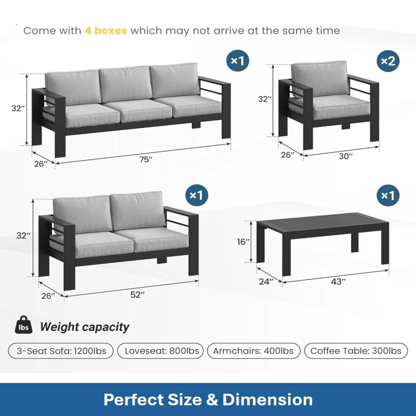 Outdoor Patio Set, All-Weather With Thick Cushions by HouseOfZazla