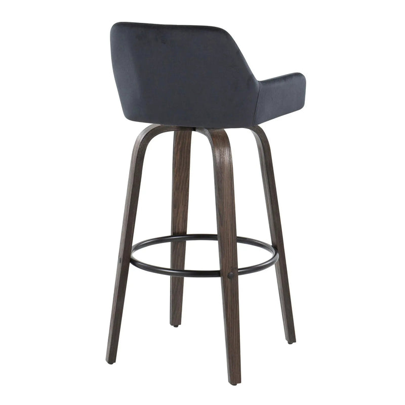 Daniella - Contemporary Fixed Height, Barstool With Swivel With Round Footrest (Set of 2) by HouseOfZazla