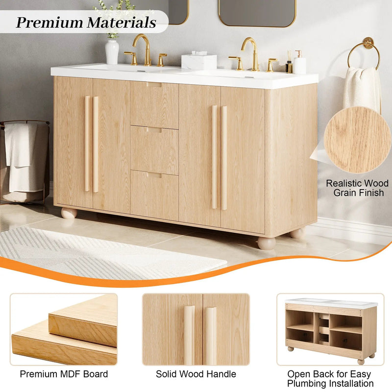 58.3" Bathroom Vanity Cabinet Only with Soft-Close Drawers by HouseOfZazla