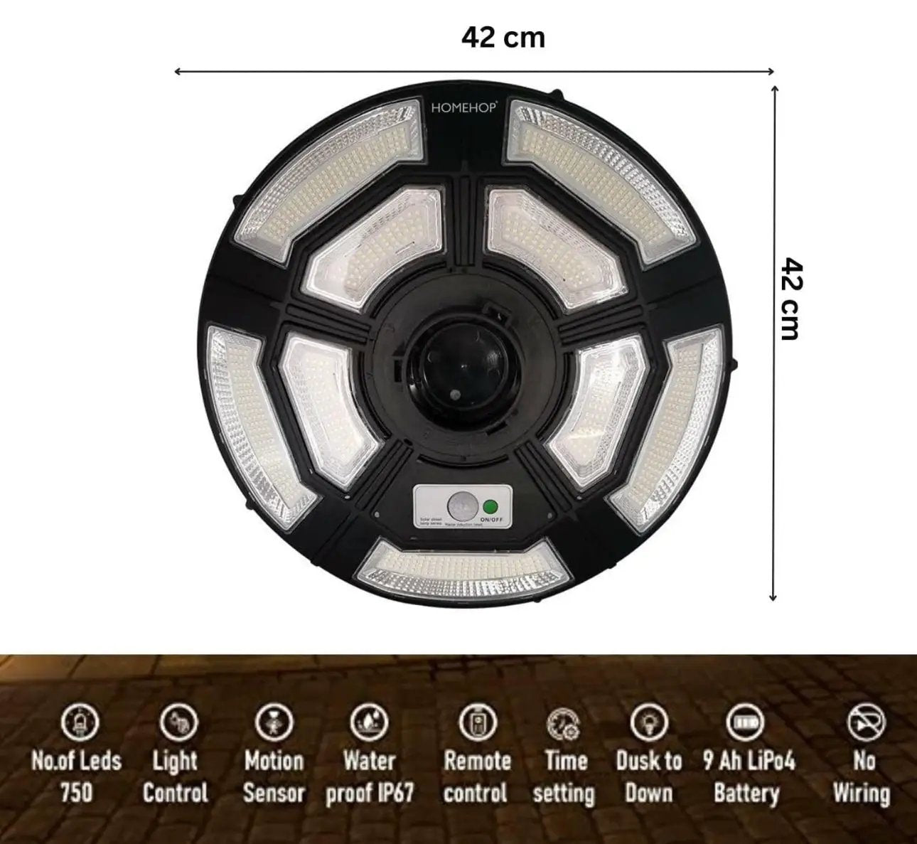 4500W Solar Outdoor Light Round 360° Wide Angle UFO Garden Pole And Wall Street Lights with Remote by Outdoor Solar Outlet