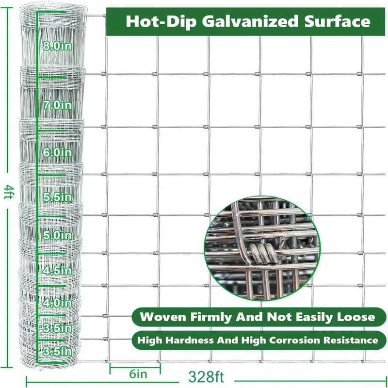 Farm Fence 4ft x 328ft 14-Gauge Heavy Zinc Coating Cattle Fence by HouseOfZazla