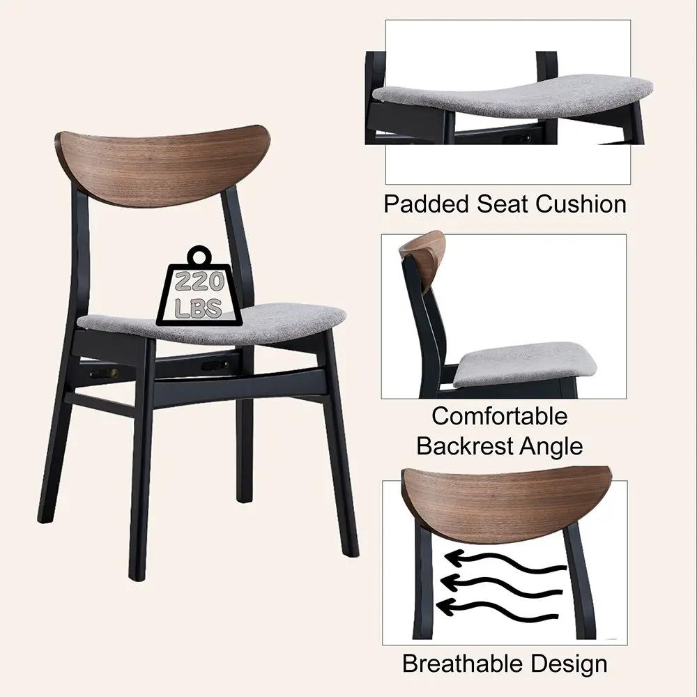Rebi - Side Chair (Set of 2) - Gray Linen, Walnut & Black by Unique Piece Furniture