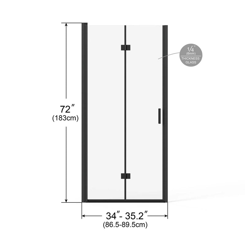 Bifold Frameless Glass Shower Door With Pivot Swing Panel, Tempered Clear Glass by HouseOfZazla