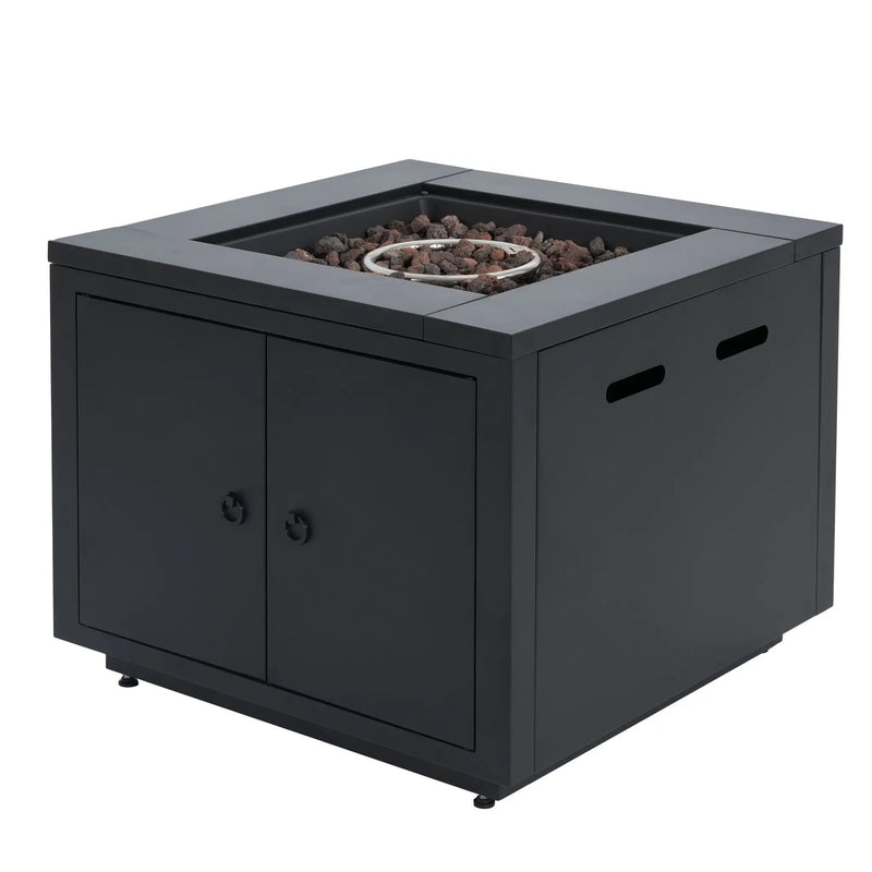 30inch Square Steel Fire Pit Table, in Black,40000BTU by HouseOfZazla